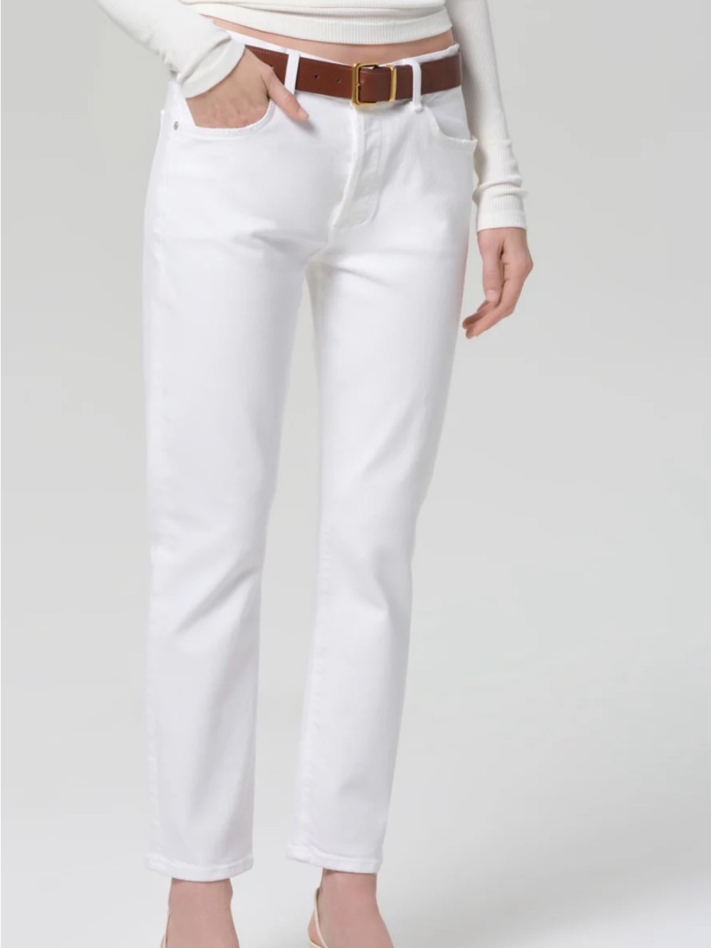 C of H Citizens of Humanity Emerson Slim Boyfriend 27” in Soft White 24 - Picture 5 of 6